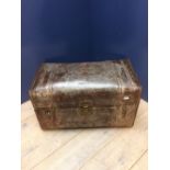 C19th Excelsior Lock Manufacturing Co. embossed leather trunk with Morocco leather & canvas lined