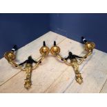 Pair of Regency STYLE ormolu and patinated bronze 'Blackamoor' twin branch wall lights, 32cmH