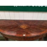 Early C19th Continental walnut & mahogany crossbanded bow front side table with inlaid top & deep