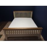 Modern painted slatted kingsize bed and mattress, a single bed and pair mattresses