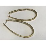 Pair of substantial yellow gold and diamond hoop earrings