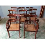 Set of 8 Regency and later mahogany cane seat dining chairs two with arms