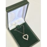 Diamond white gold set heart shaped pendant necklace