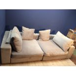 Very large contemporary two piece square sofa with cushions by Camerich in grey