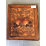 Leather folder embossed with fruit by Finnigans, Manchester, Liverpool & London