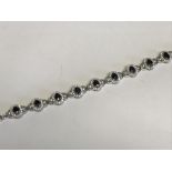 Silver CZ and sapphire panelled bracelet