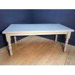 Modern grey painted kitchen table, 184cmL