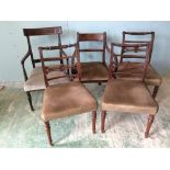 Two 19th century carver chairs and a set of three mahogany dining chairs