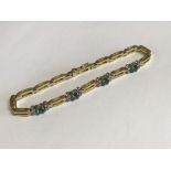 18ct yellow gold green garnet and white sapphire bracelet