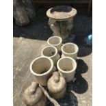 4 Doulton glazed and other pots etc & weathered concrete bird bath