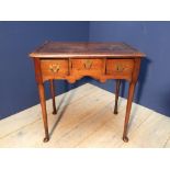 Early C19th oak & burr veneered lowboy with 3 frieze drawers, 71cmW & Victorian rosewood two tier