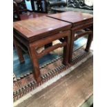 Pair of C20th Chinese hardwood stools, 46 x 46 x 52.6cm. (2)