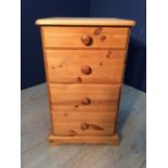 Modern pine chest of drawers, a bedside chest & an oak stool