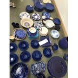 Qty of decorative china and pottery, mainly navy & blue and white, inc. kitchenalia cups and