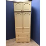 Painted two piece bedroom suite, a cream painted chest of drawers & a similar two tier coffee table