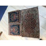 Persian mat & 2 smaller floral pattern mats (3)
