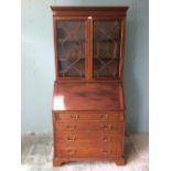 Georgian design mahogany bureau bookcase