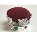 Crown shaped pincushion set with semi precious stones