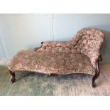 Victorian faux rosewood Serpentine seat chaise longue with button back