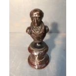 Bronze bust depicting a Gentleman on polished stone stand 19.5 cm H