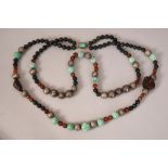 Chinese turquoise and amber beads necklace