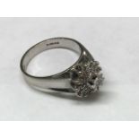 18 carat white gold diamond cluster ring