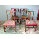 Two pairs of 19th century elm dining chairs