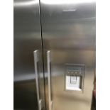 FISHER & PAYKEL upright double door fridge with integral ice maker above a freezer drawer, Ex-