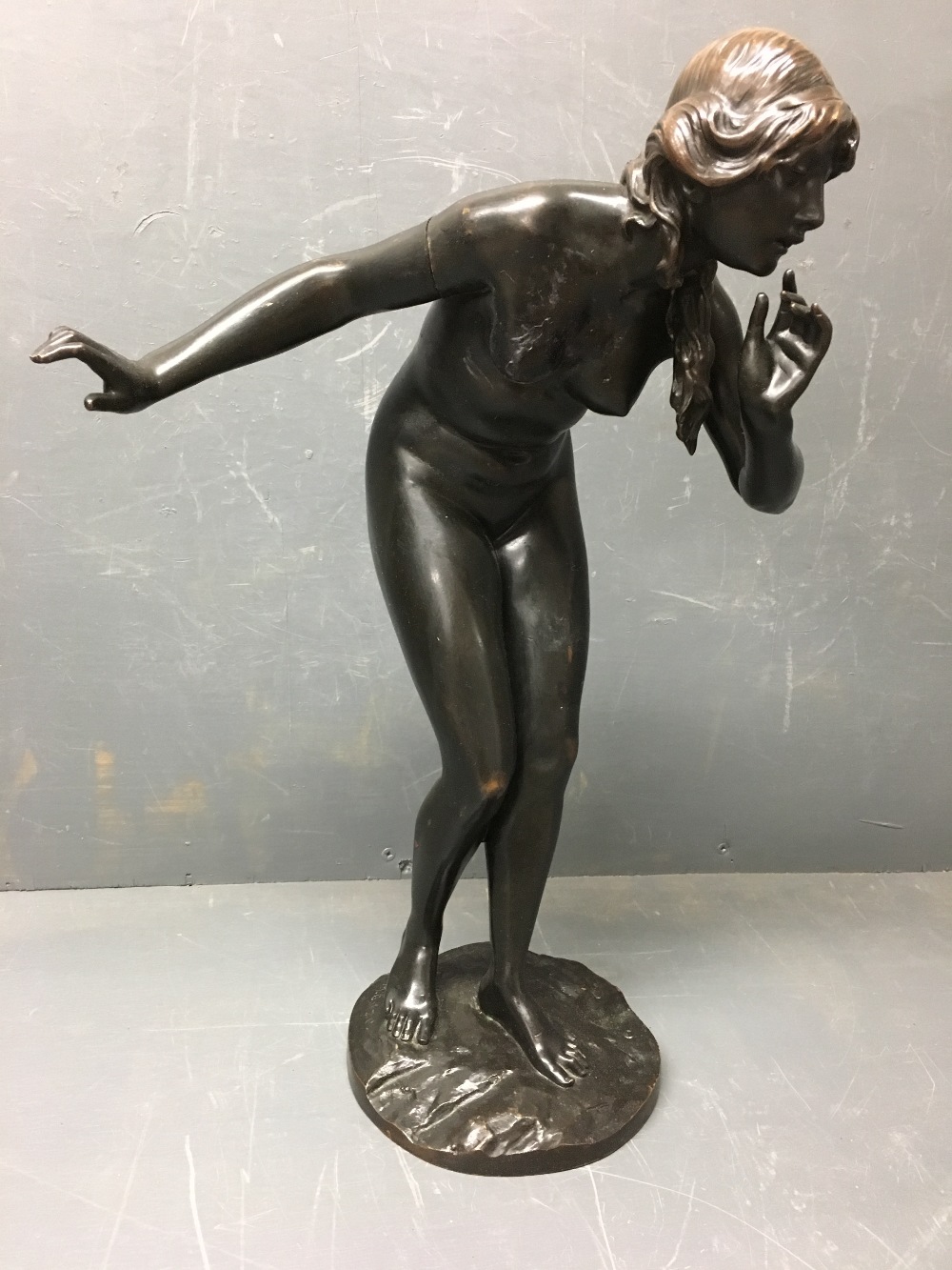 Bronze study of a female nude signed Gotze 43 cm H - Image 2 of 3