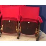 Double cinema seat, upholstered in red, No's 16 & 17