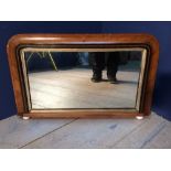 Victorian inlaid walnut overmantle mirror and small oval mirror