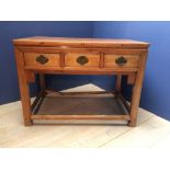 Continental walnut sideboard fitted with two frieze drawers, 113cmL