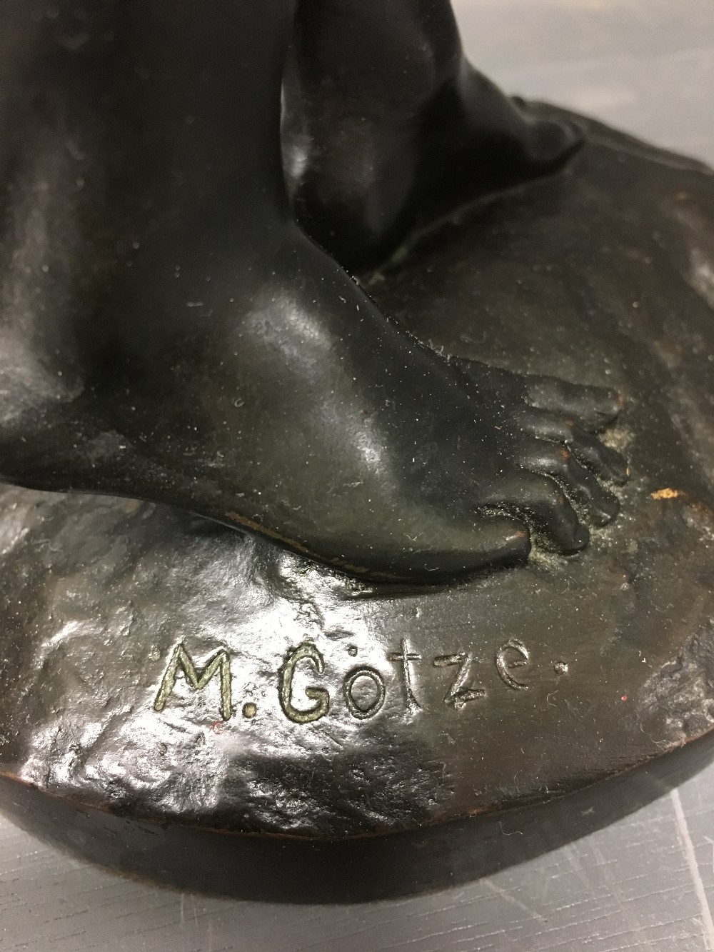 Bronze study of a female nude signed Gotze 43 cm H - Image 3 of 3