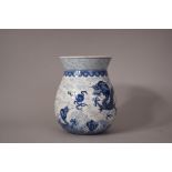 C18th/19th Chinese blue and white vase painted with dragons chasing flaming pearls amongst clouds