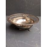 George VI hallmarked silver pierced rim basket, Sheffield 1937, 8ozt