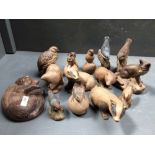 Collection of 15 Poole Pottery stoneware animals & birds (13)