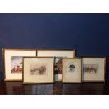 Pair of Steeplechase prints after Cecil Aldin, set of 3 limited aquatints, and various prints
