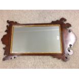 Georgian style mahogany oblong pier mirror with shaped frame and gilded interior