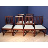 Set of 6 C19th mahogany lathe back chairs with drop in seats, on square tapering legs