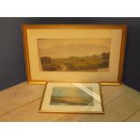 GEORGE W. WELLER, Evening Mists, watercolour, signed, 24x50cm & a further landscape watercolour (2)