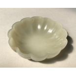 Small Chinese jade scalloped edge dish, 7.5cm dia