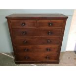 Victorian mahogany veneer chest of 2 short & 4 long graduated drawers, 125Wx128Hcm