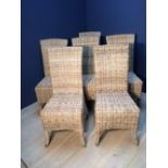 Set of 6 modern MAISON KOK cane highback dining chairs