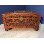 Camphorwood carved dome top trunk, 88cmL