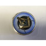 Silver and enamel pill box with Masonic image