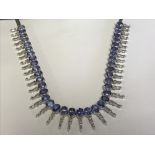 14ct white gold tanzanite and diamond necklace made up of 39 drops 10ct's approx