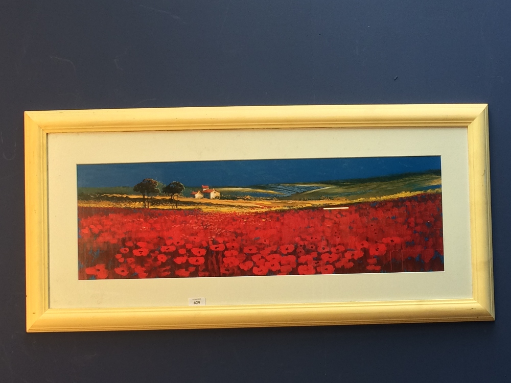 Oil painting of Poppy fields in Provence, signed & a Studio framed gallery print of A View of a - Image 2 of 2