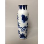 Chinese blue and white vase with floral & figure decoration, 29cmH