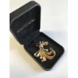 18 carat yellow gold & diamond set spray brooch