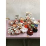 2 Chinese style coffee sets, a Zsolnay pecs bowl, various teapots, jugs & vases